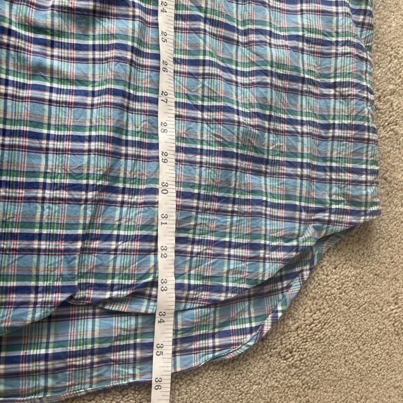 Ralph Lauren Button Down Shirt Mens 2XLT Plaid Blue Flesh Pony Preppy Casual - Picture 5 of 7